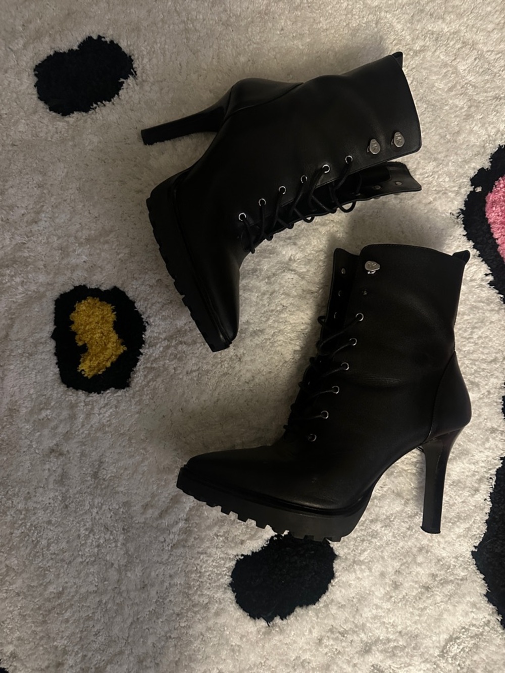 MICHAEL KORS Black Lace-Up Stiletto Ankle Boots